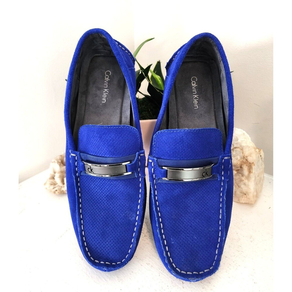 Calvin Klein Blue Suede Loafer Slippers - Men's Size - 11.5